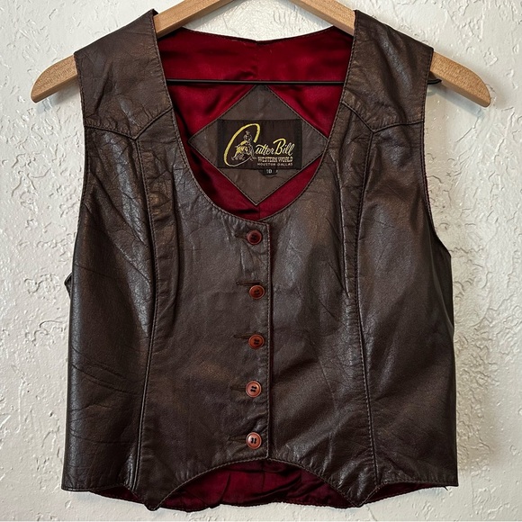 Vintage 70s Cutter Bill Western World leather vest size 10 - Picture 4 of 10